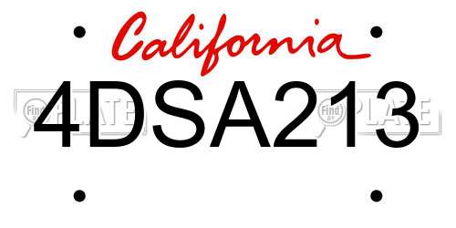 4DSA213 California License Plate