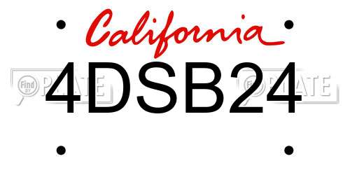 4DSB24 California License Plate