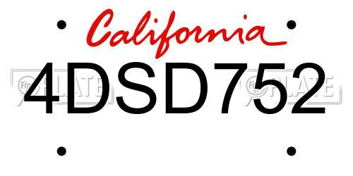 4DSD752 California License Plate