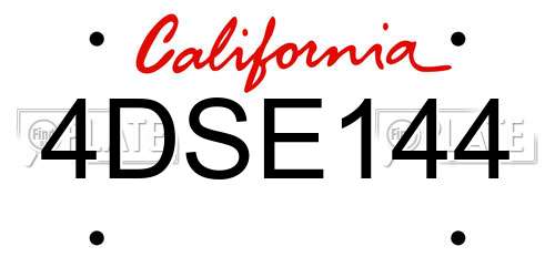 4DSE144 California License Plate
