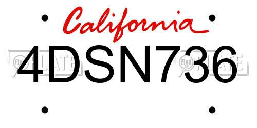 4DSN736 California License Plate