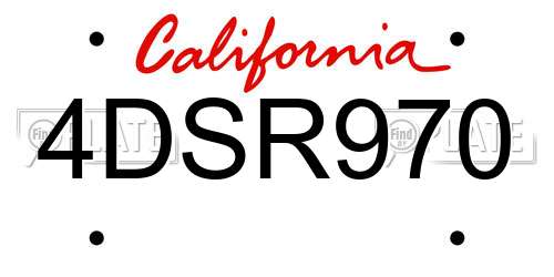 4DSR970 California License Plate