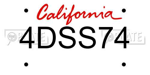 4DSS74 California License Plate