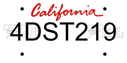 4DST219 California License Plate