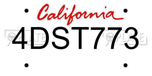 4DST773 California License Plate