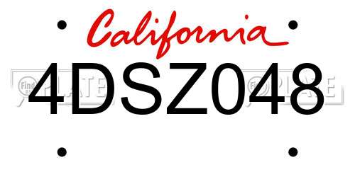 4DSZ048 California License Plate