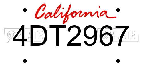 4DT2967 California License Plate