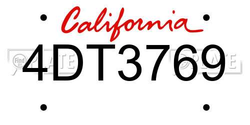 4DT3769 California License Plate