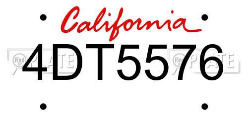 4DT5576 California License Plate