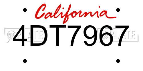 4DT7967 California License Plate