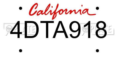 4DTA918 California License Plate