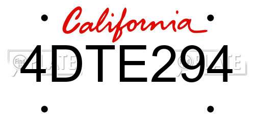 4DTE294 California License Plate