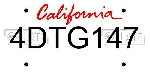 4DTG147 California License Plate
