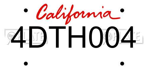 4DTH004 California License Plate