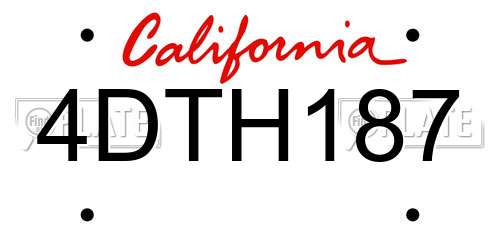 4DTH187 California License Plate