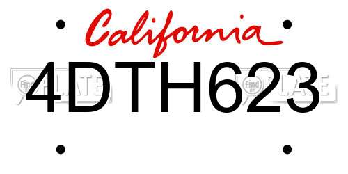 4DTH623 California License Plate