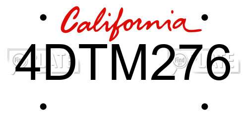 4DTM276 California License Plate
