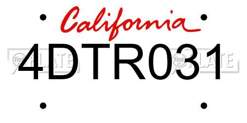 4DTR031 California License Plate