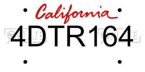 4DTR164 California License Plate