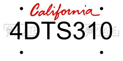 4DTS310 California License Plate