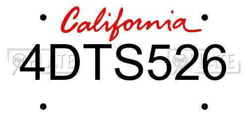 4DTS526 California License Plate