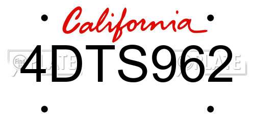 4DTS962 California License Plate
