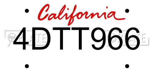 4DTT966 California License Plate