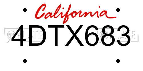 4DTX683 California License Plate