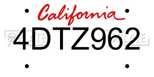 4DTZ962 California License Plate