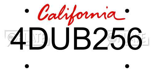 4DUB256 California License Plate