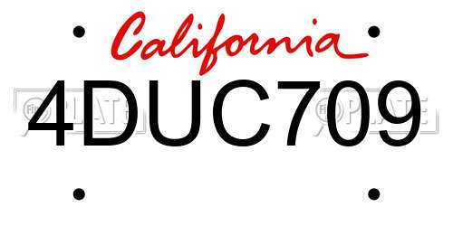 4DUC709 California License Plate