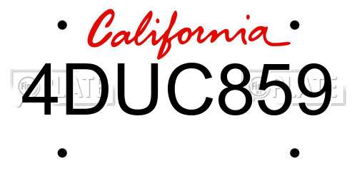4DUC859 California License Plate