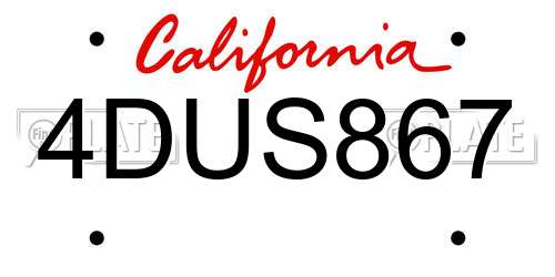 4DUS867 California License Plate