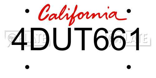 4DUT661 California License Plate