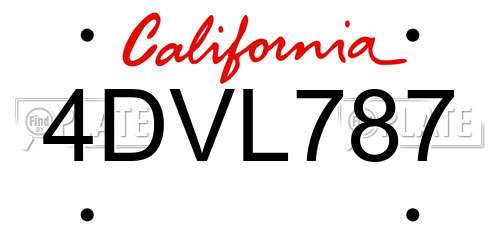 4DVL787 California License Plate