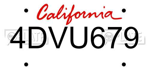 4DVU679 California License Plate