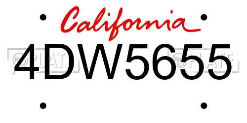 4DW5655 California License Plate