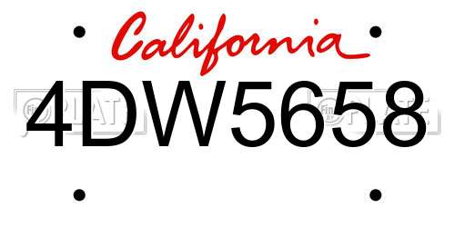 4DW5658 California License Plate