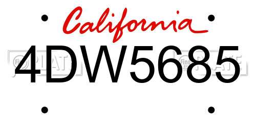 4DW5685 California License Plate
