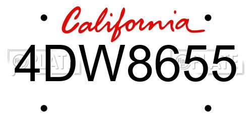 4DW8655 California License Plate