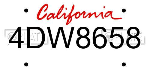 4DW8658 California License Plate
