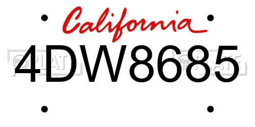 4DW8685 California License Plate