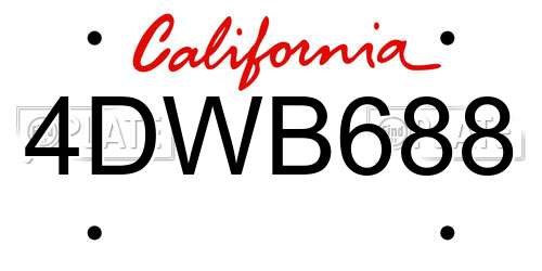 4DWB688 California License Plate
