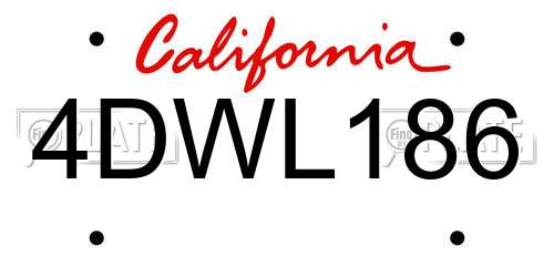 4DWL186 California License Plate