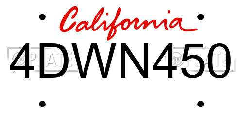 4DWN450 California License Plate