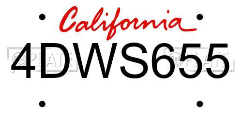 4DWS655 California License Plate
