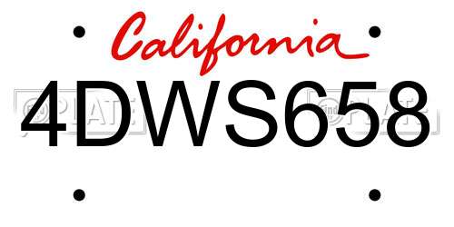 4DWS658 California License Plate