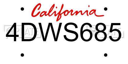 4DWS685 California License Plate