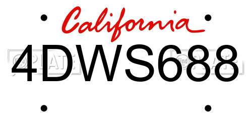 4DWS688 California License Plate