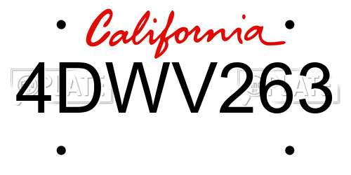 4DWV263 California License Plate